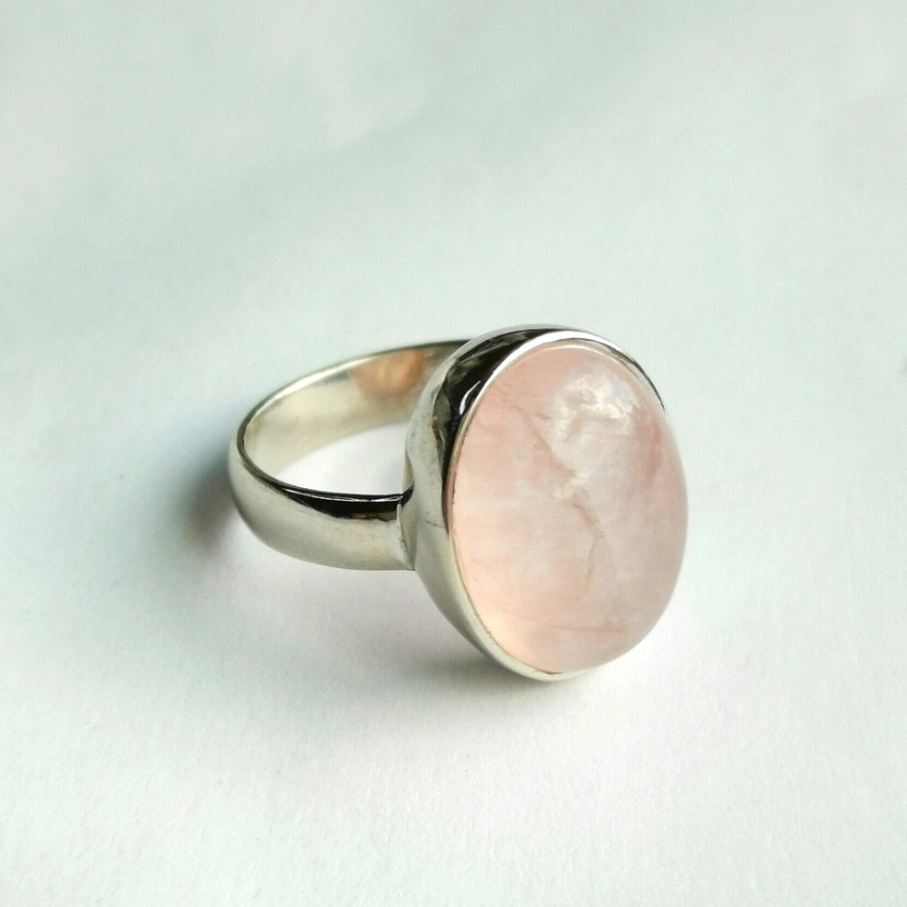 Sterling Silver Pink Rose Quartz Ring Size 8